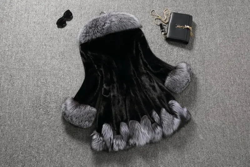Hooded Loose Faux Fur Jacket Women Thick Autumn Winter Korean Maxi Coat Long Warm Luxury Fur Parkas Bontjas Furry Outerwear