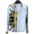 Men's Long Sleeve Slim Fit Print Shirt – Vintage Casual Polo Collar Style