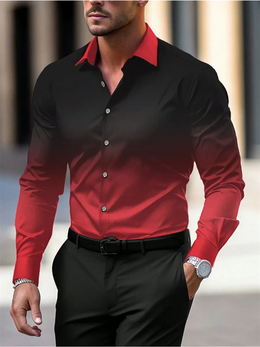 Men's long sleeved shirt polychrome Gradient pattern 3D printed top for spring and autumn new fashion  men's unisex clothing