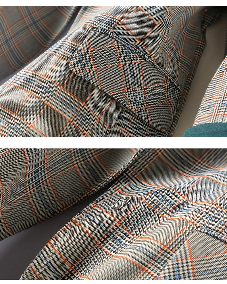 New Fashion Business Interview Plaid Suits Women Work Office Ladies Long Sleeve Spring Casual Blazer