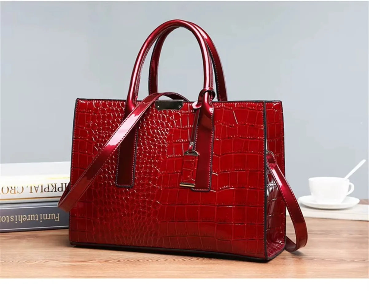 Large Capacity Crocodile Pattern Women Shoulder Tote Bag Leather Purses and Handbags for Women Designer Luxury Ladies Hand Bags