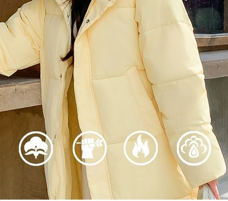 2025 Winter Women Jacket Coats Long Parkas Female Down Cotton Hooded Overcoat Thick Warm Jackets Windproof Casual Student Coat