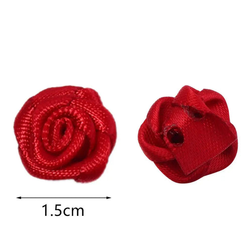 20Pcs/Lot Mini Handmade Rose Flower Satin Ribbon Rosettes Fabric Appliques For Wedding Decoration Craft Sewing Accessories