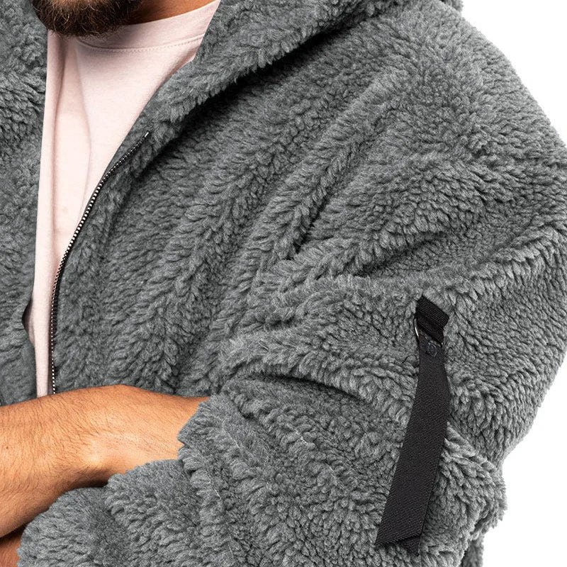 Men's Winter Jacket Warm Loose Casual Fleece Soft Fabric Velvet Skin Friendly Solid Streetwear Fashion Jackets Coats for Men