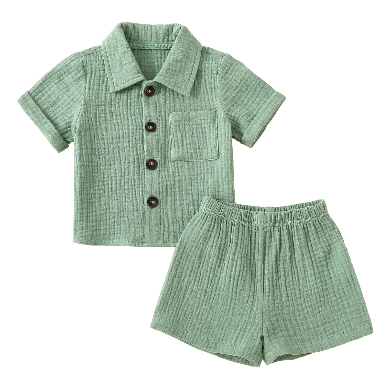 VISgogo 0-3 Years Baby Boys Girls Clothes Sets Infant Newborn Short Sleeve T-shirt Short Pants Summer Solid Color Casual Outfit