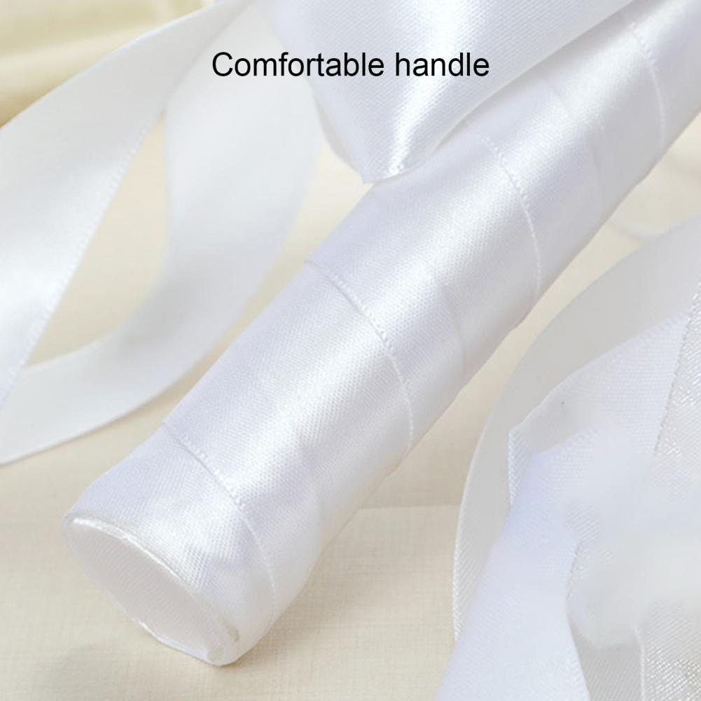 White Faux Silk Diamond Flower Ribbon Bouquet Wedding Bridal Holding Rose Bouquet Fake Flower for Wedding Decoration Flowers