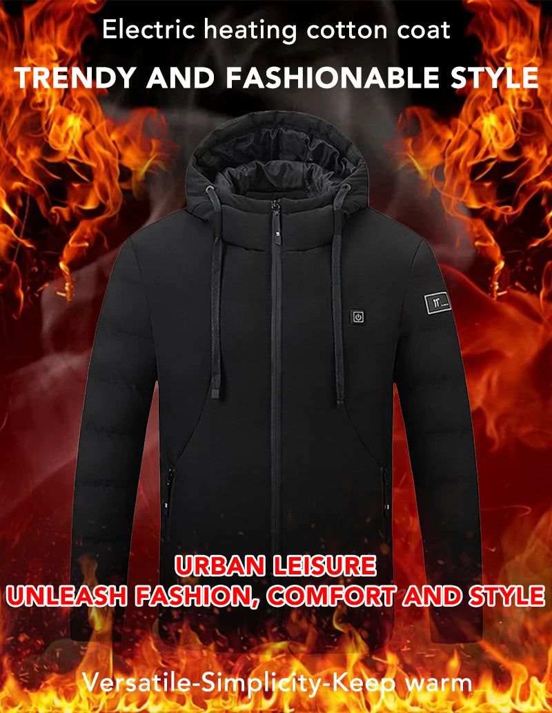 4 Areas Heated Jackets for Men Outdoor Sports Smart USB Charging Heating Outerwear Winter Electric Thermal Warm Cotton Jacket