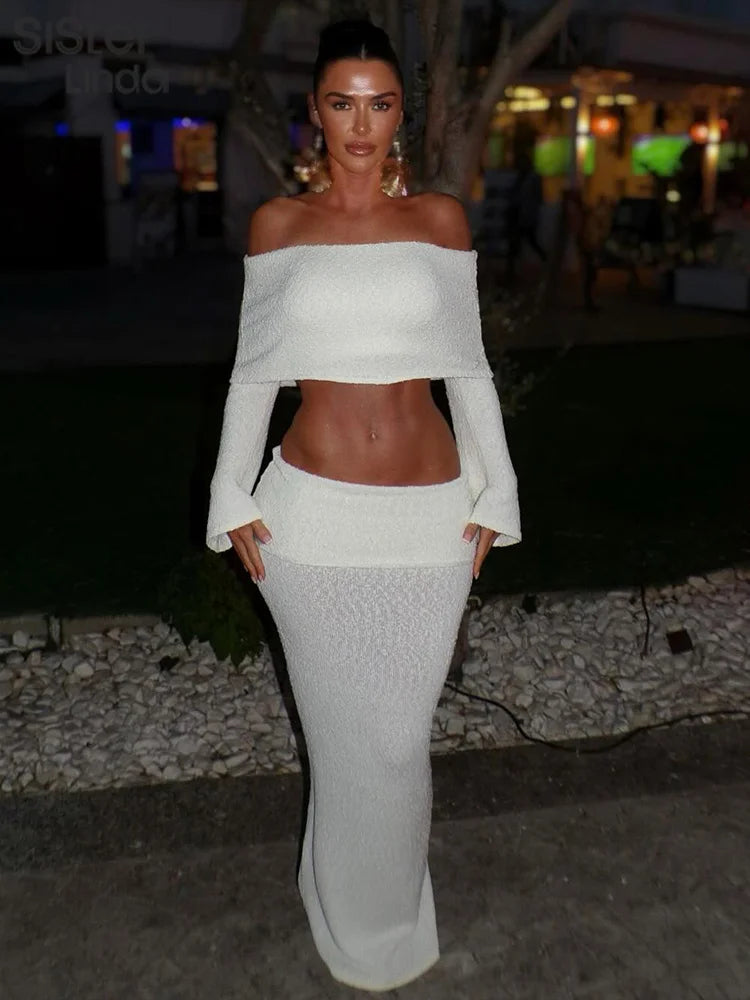 Sisterlinda Summer Release Junior Sexy Floor-Length High Street Skirt Suit W24S52557 Girl White Waist Exposure Fishtail Skirt