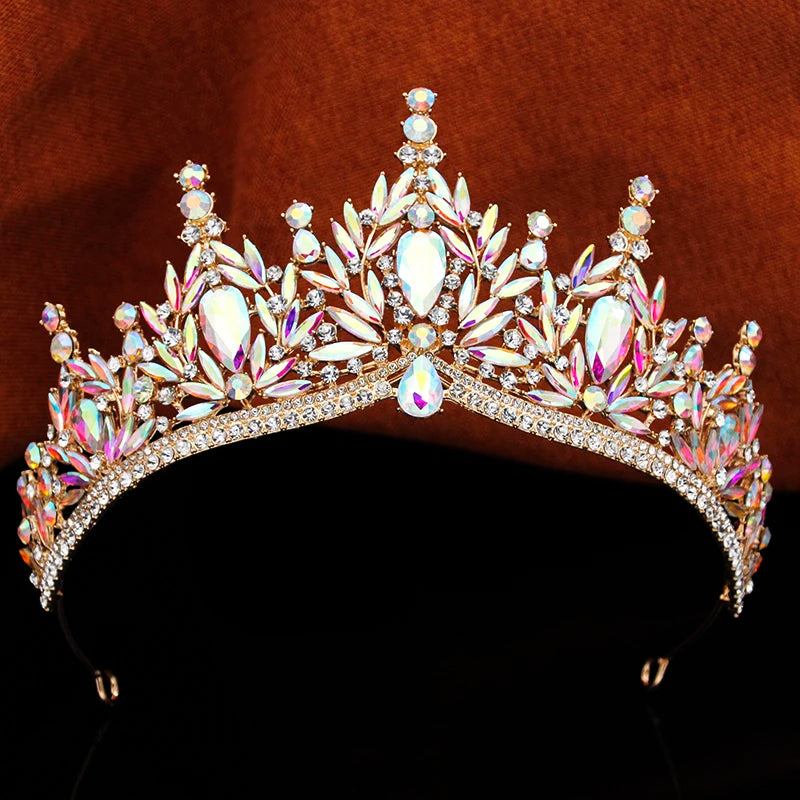 12 Color Bridal Jewelry Sets for Women Wedding Crown Girls Tiaras and Necklace Earrings Bride Party Costume Jewelry Accessories