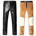 New Winter Men Fleece Leather Pants Warm PU Leather Trousers Good Quality Large Size Wool liner Thicker Warm Winter Pants Size 5