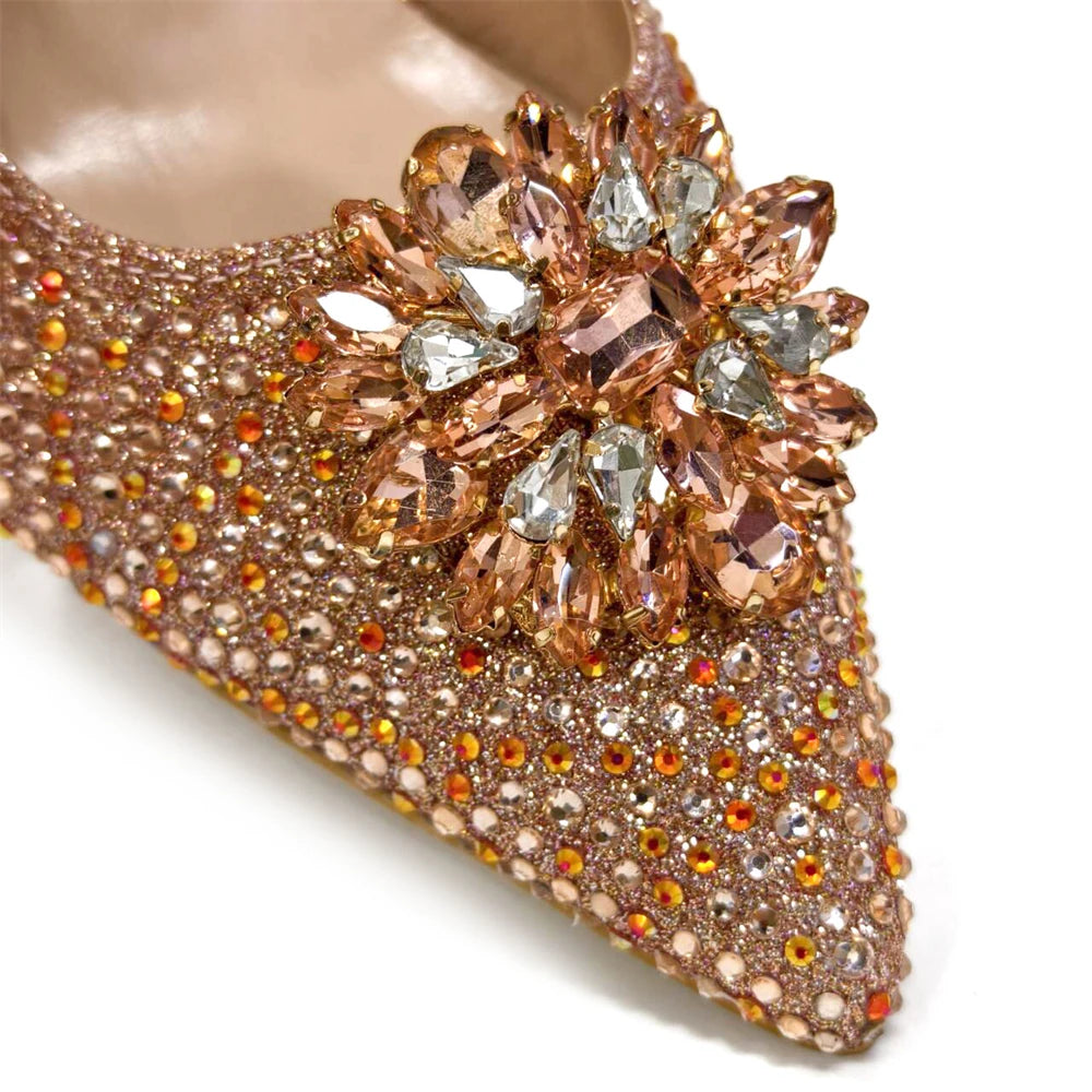 Venus Chan Nigerian Women Heel Party Ladies Italian Design Shoes And Bag Set Decorated with Rhinestone Handbag Wedding Party