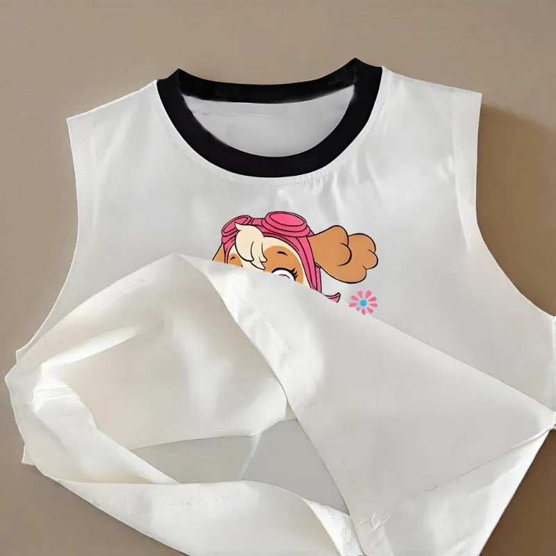 Summer Children Sleeveless Vest and Plaid Shorts 2pcs Sets PAW Patrol Boys Breathable Outfits Baby Girls Casual Clothes  Suit