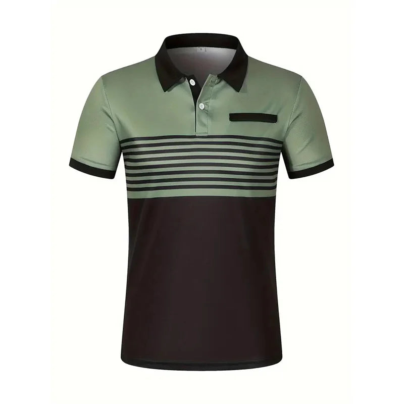Summer Men's Short sleeved Polo Shirt Business Casual Collar T-shirt Plus Size Breathable Top European and American Plus size