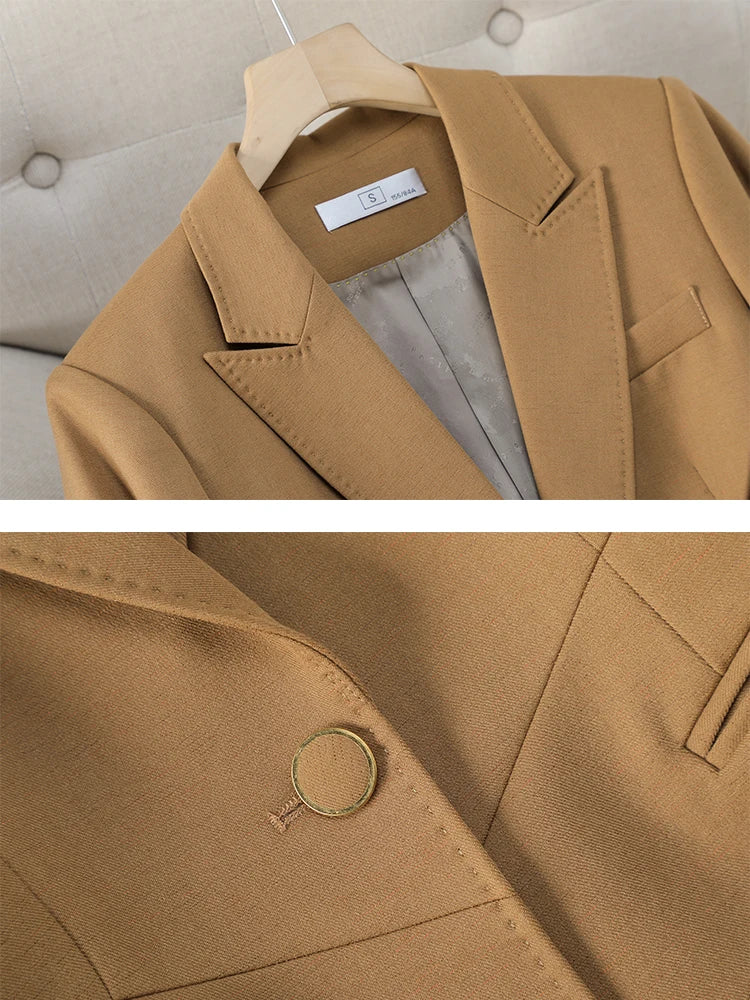 Office Ladies Formal Pant Suit 2 Piece Set Women Green Khaki Red Female Long Sleeve Business Work Wear Blazer Jacket And Trouser