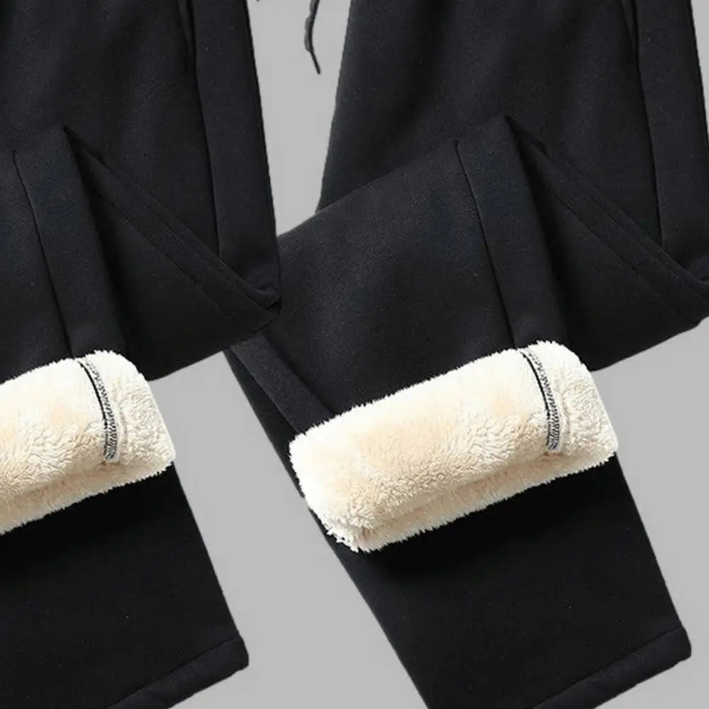 Winter Lambswool Warm Casual Pants Thick Plush Drawstring Men Sweatpants Fitness Jogging Pants Men Fleece Straight Trousers