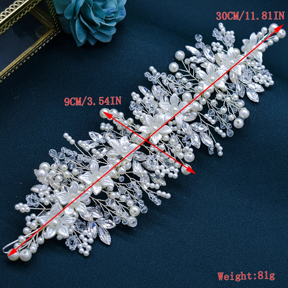 DZ023 Fashion Wedding Headpiece Crystal Pearl Hair Piece 2022 Bridal Tiara Dinner Party Headdress  For Women Bride Headwear