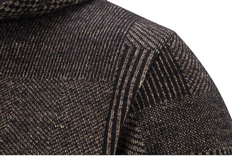 Men's Winter Sweater Jacket New Hooded Cardigan Knit Fashion Slim Fit Thick Warm Jumper Casual Zipper Hoodie Fleece Coat