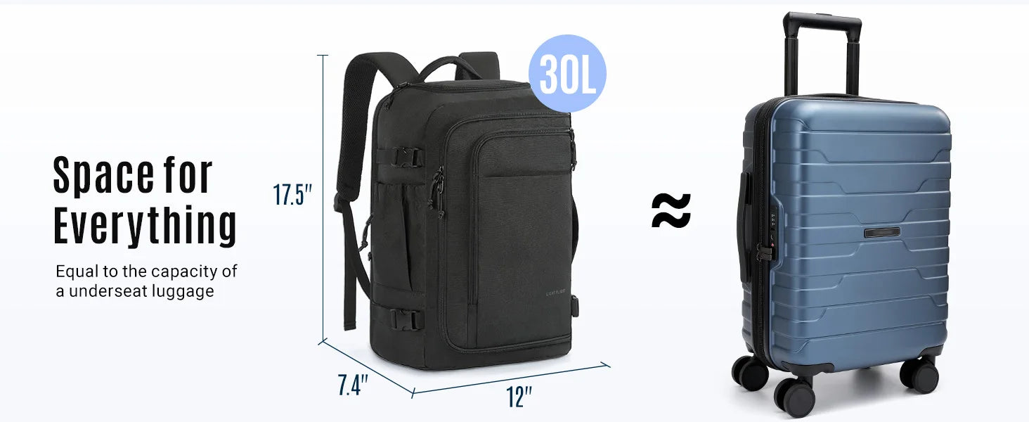 LIGHT FLIGHT Travel Backpack for Men TSA Large Airplane Cabin Backpack Lightweight Waterproof Laptop Backpack Urban Style
