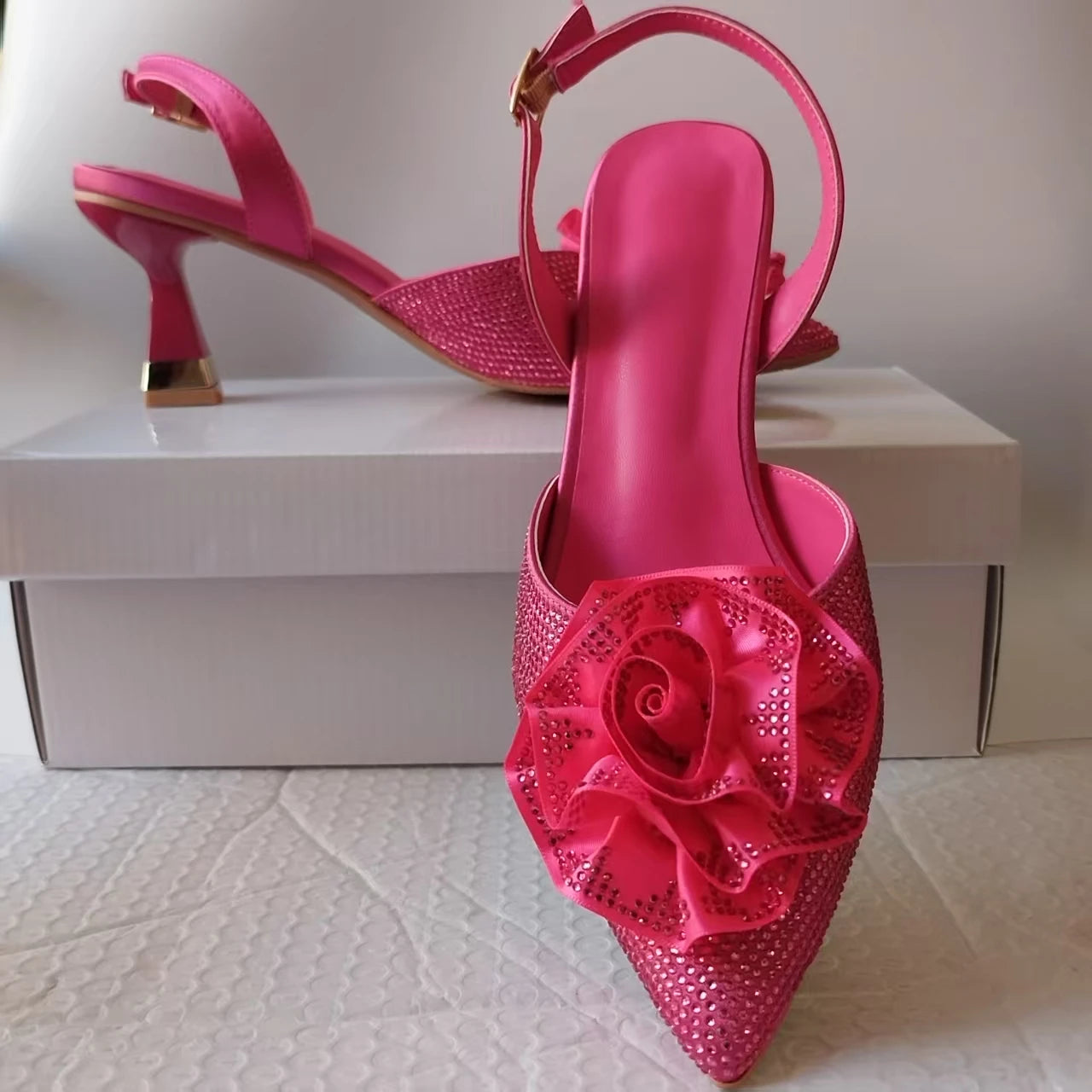 INSIGHTLINK Purple High Heels sandals and Bag Women Gems Dress Shoes Wedding stiletto Sandals Lady Bride high-heeled Stone Shoes