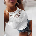 Sexy Lace Vest Women Tank Tops Female O Neck Hollow Out Women T-Shirts Sleeveless T Shirs For Women Tee Crop Tops