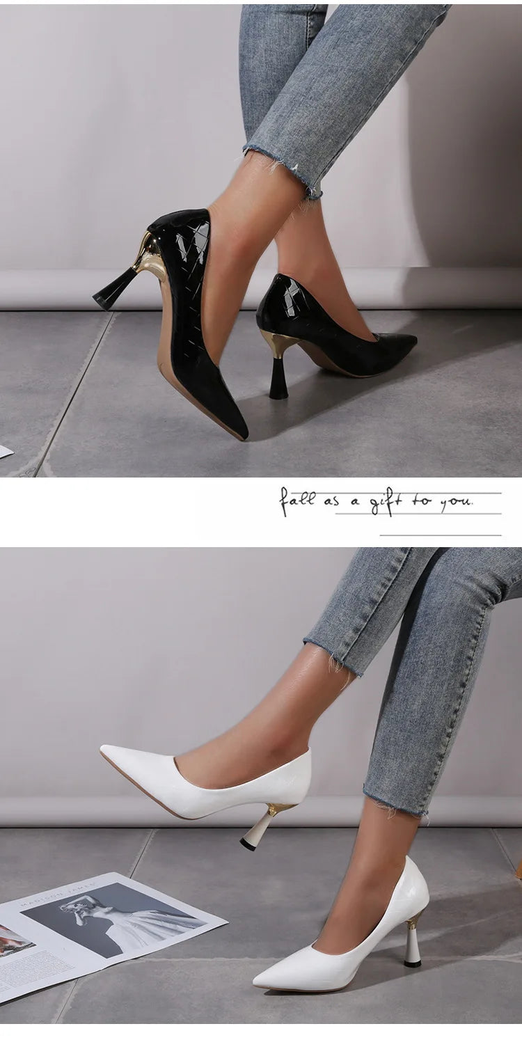 Fashion Oversize Shoes Plaid Classic Casual High Heels New Pattern Embossed In Autumn and Winter 2024 Pumps Women Shoes
