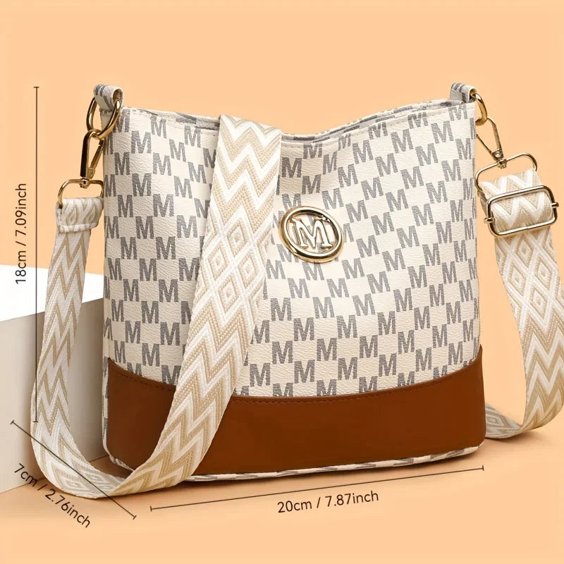 Stylish Letter Printed Crossbody Bag, Perfect Women's Synthetic Leather Shoulder Bag with Zipper Closure for Casual & Outings