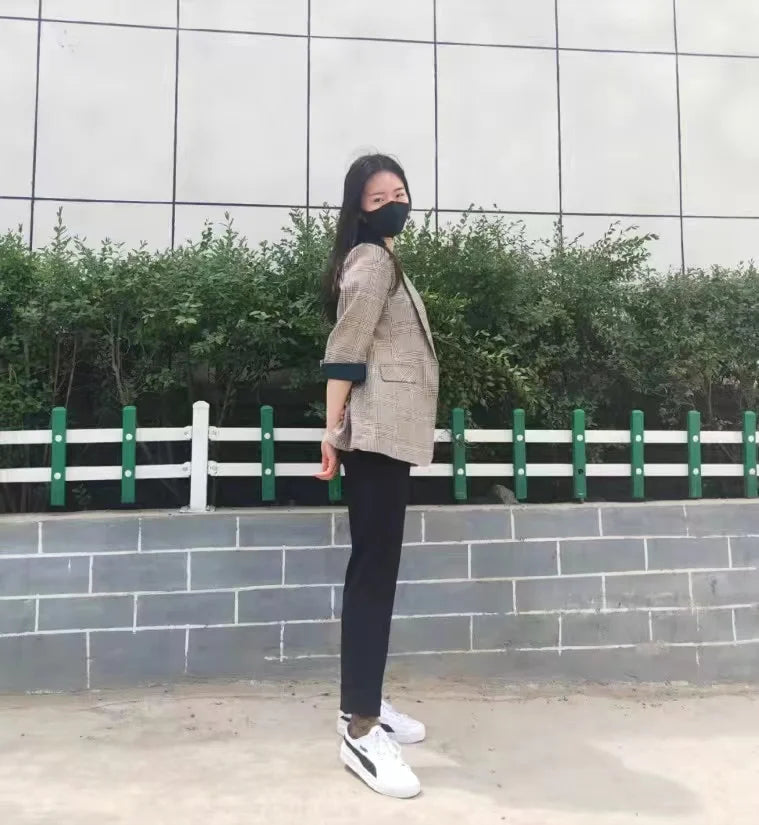 New Fashion Business Interview Plaid Suits Women Work Office Ladies Long Sleeve Spring Casual Blazer