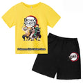 Boys Girls Clothes Set Summer Cartoon Demon Slayer T shirt+Short Pants 2pcs Children Clothing Teen 1 2 3 4-14 Year Kids Suit