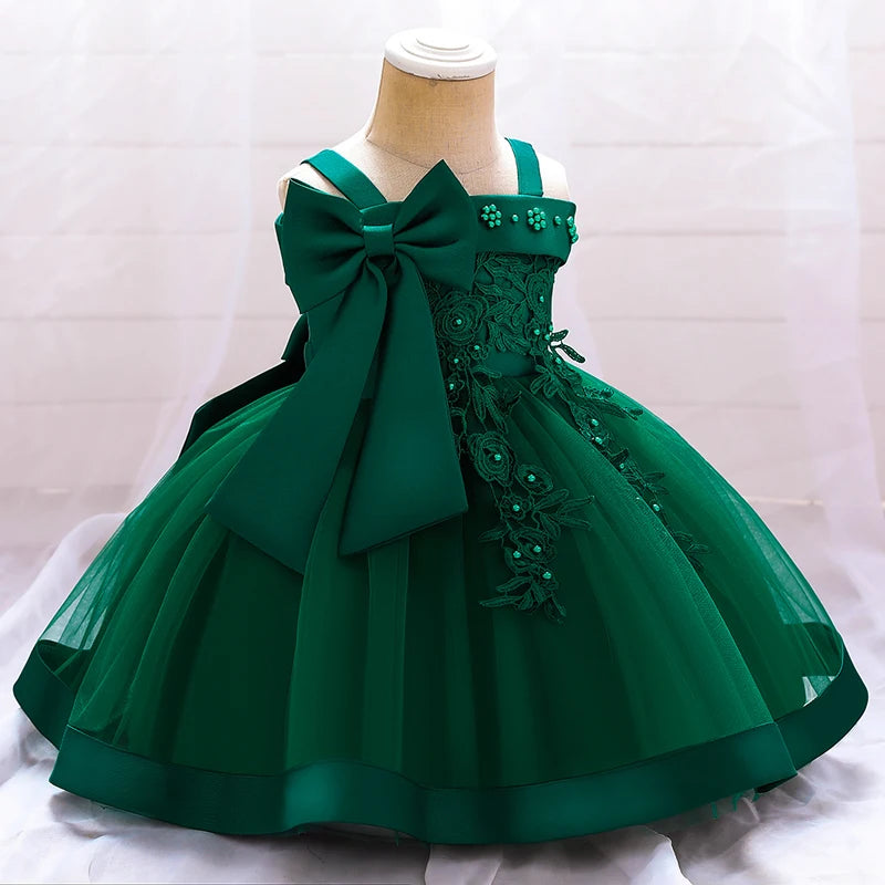 Flower Ceremony 1st  Birthday Dress For Baby Girl Clothing Baptism Princess Dress Girls Dresses Party Costume One Shoulder