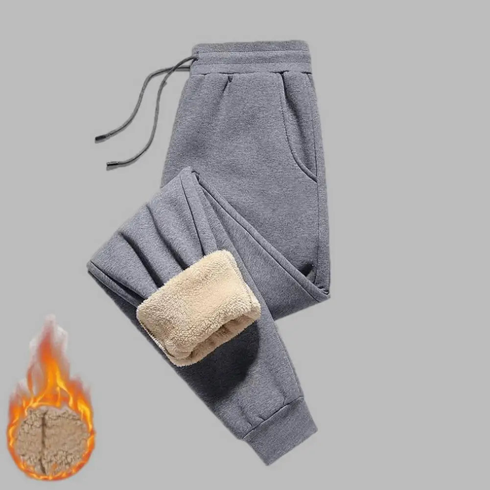 Winter Lambswool Warm Casual Pants Thick Plush Drawstring Men Sweatpants Fitness Jogging Pants Men Fleece Straight Trousers