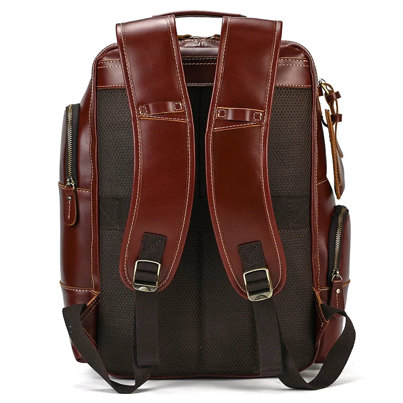 Newsbirds men's leather backpack retro luxury fashion style bagpack travel bag backpack school bag for man leather daypack men