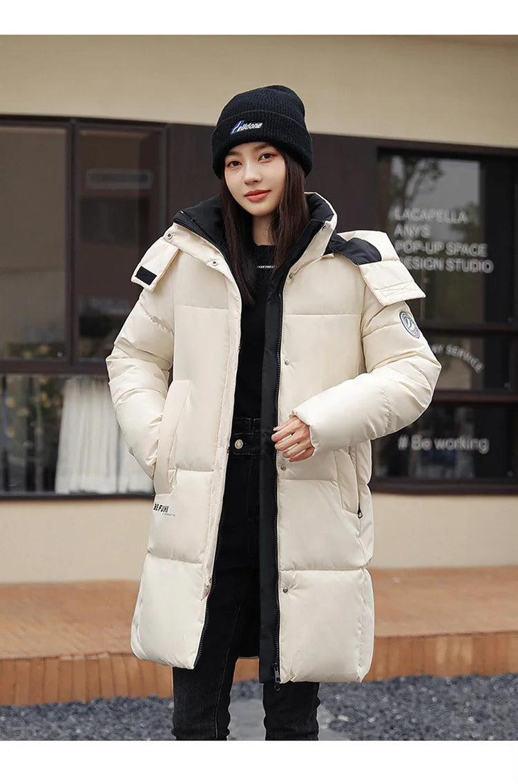 Women'S Winter Down Cotton Jacket 2025 New Warm Thicken Cotton Padded Jacket Korean Loose Plus Size Parkas Outwear Long Coat