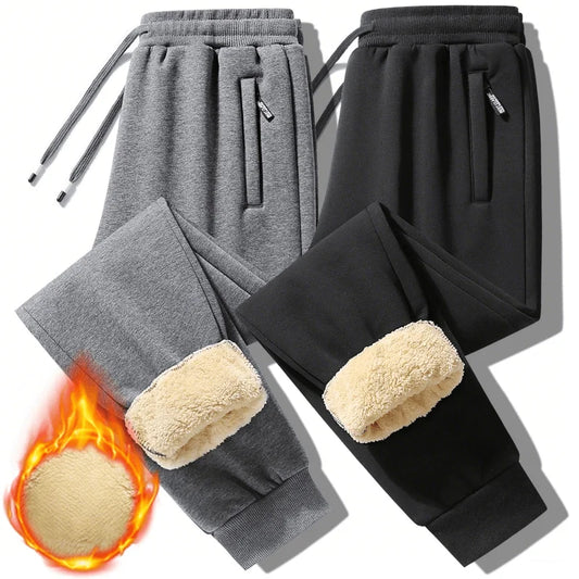 Thermal Pants for Men Winter Fleece Lined Sweatpants Thick Warm Sherpa Lined Plus Size Outdoor Casual Trousers Man