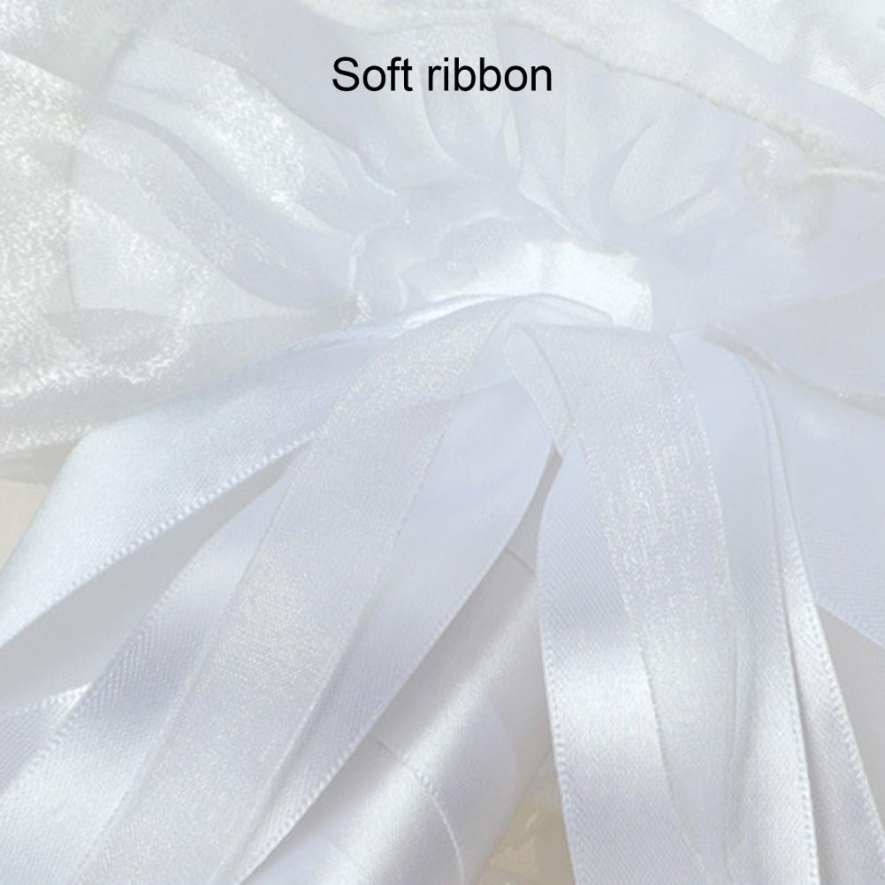 White Faux Silk Diamond Flower Ribbon Bouquet Wedding Bridal Holding Rose Bouquet Fake Flower for Wedding Decoration Flowers