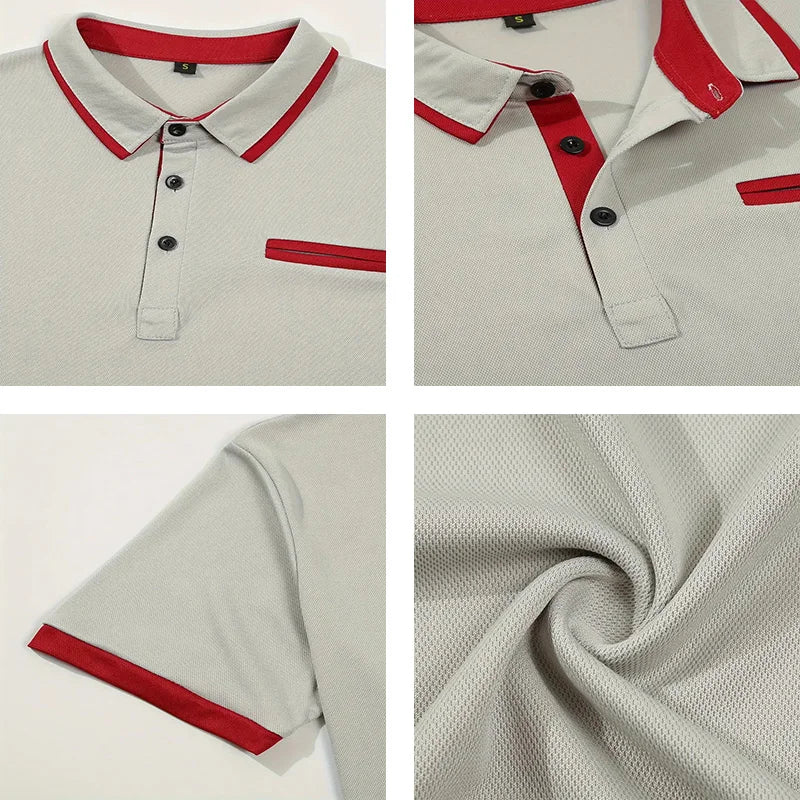 Summer Men's Short sleeved Polo Shirt Business Casual Collar T-shirt Plus Size Breathable Top European and American Plus size