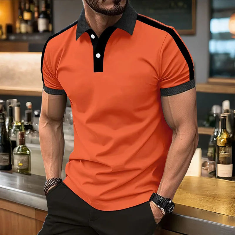 Summer Men's Short sleeved Polo Shirt Business Casual Collar T-shirt Plus Size Breathable Top European and American Plus size