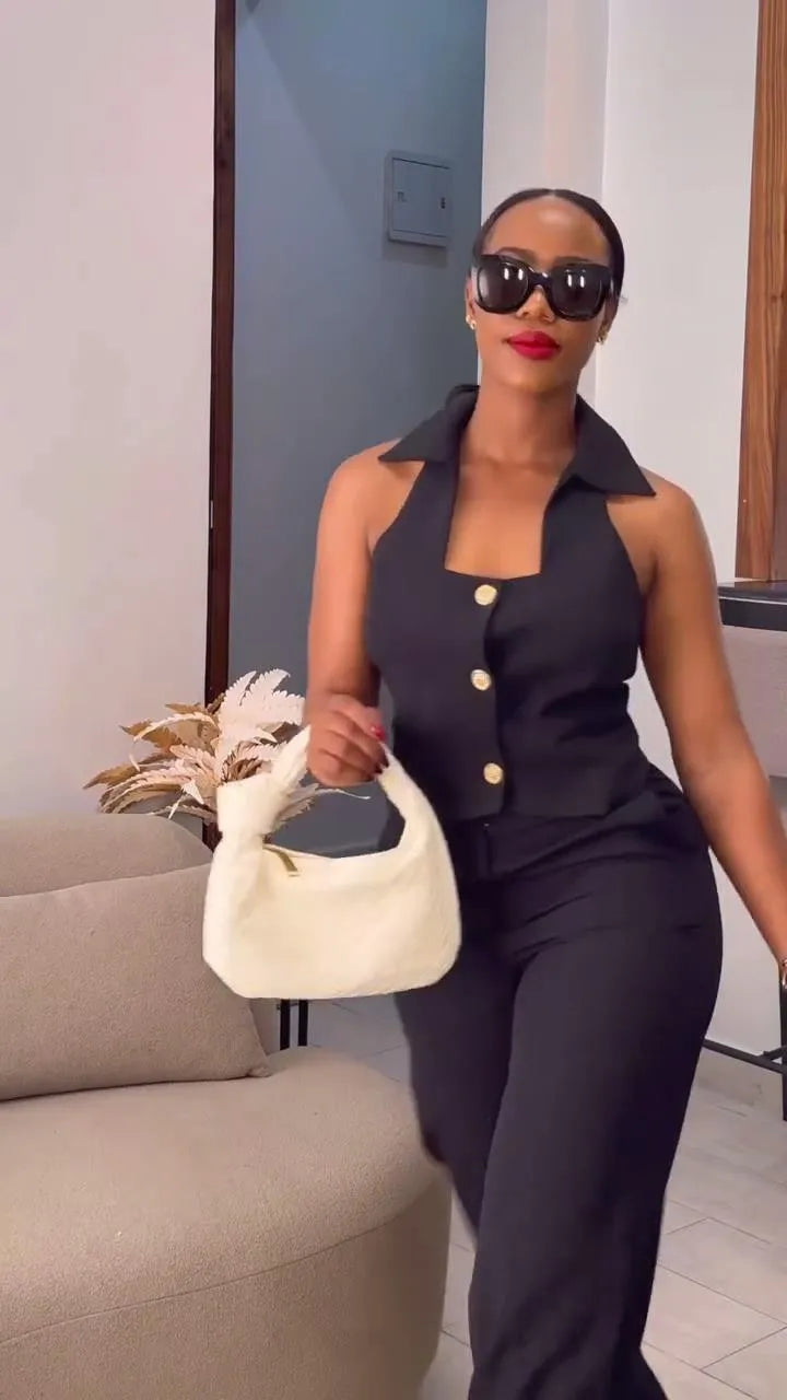 Pants Set Women Two Piece Sets Sexy Matching Sets Sleeveless Vest Tops Wide Leg Long Pants High Waist Slim Fit Y2k Streetwear