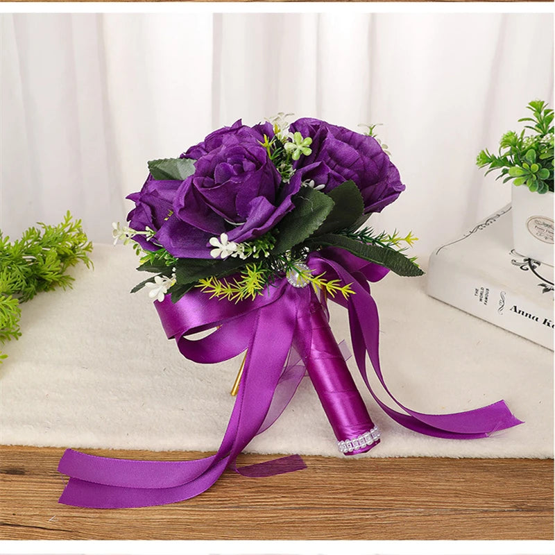 Bridal Flower Bouquet Wedding Supplies Artificial Silk Rose Peony Flower Wedding Bouquet Orchid Quality Bouquets