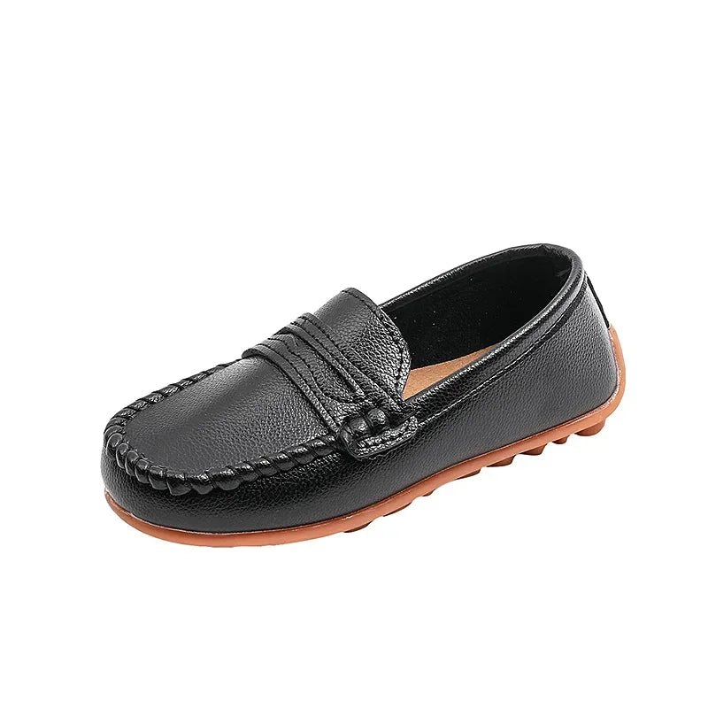 2025 Boys' Slip-On Oxford Loafers Spring Autumn Soft PU Leather Toddler Shoes Black White School Uniform Shoes for Kids