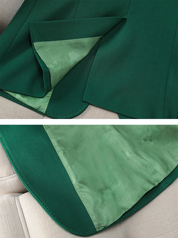 Office Ladies Formal Pant Suit 2 Piece Set Women Green Khaki Red Female Long Sleeve Business Work Wear Blazer Jacket And Trouser