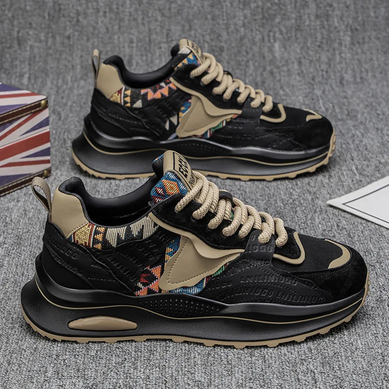 Men Sneakers 2025 Spring Autumn New Comfortable Outdoor Non Slip Running Shoes Trend Wear-resistant Vintage Lace Up Casual Shoes