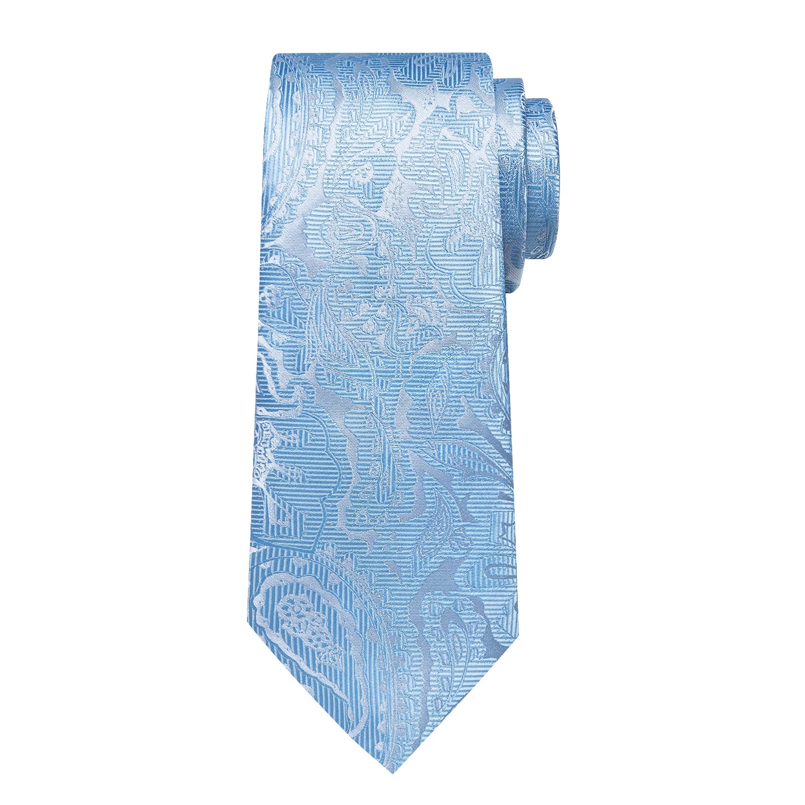 Light Blue Men's Tie Set Handkerchief Cufflinks Solid Paisley Floral Wedding Party Formal Groom Suits Accessories Gift Husband