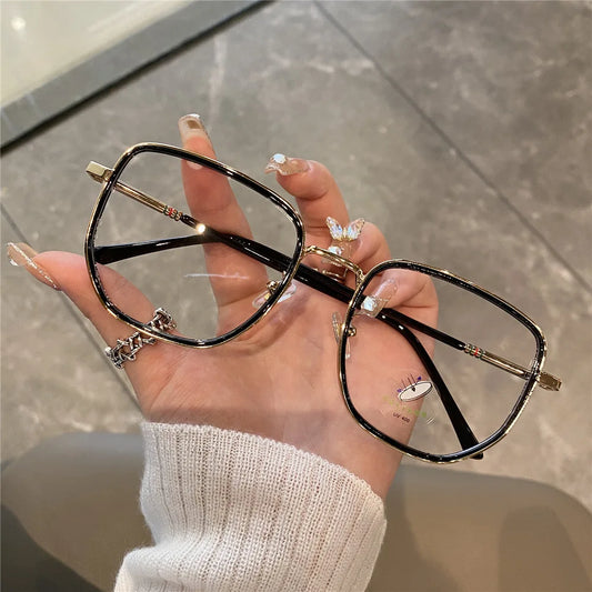 New women square polygon glasses for girl female metal frame glasses plain glasses Nearsighted Eyewear Glasses -1.0 -2.5 -2