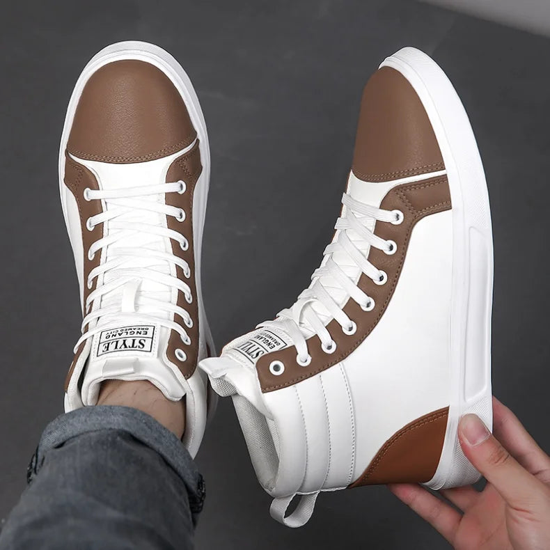 2025 Spring Fashion Red Men's Sneakers High Top Skateboarding Shoes for Men Women Comfortable Unisex Leather Sneakers Size 35-46