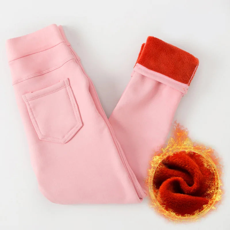 Winter Baby Girls Legging Plus Velvet Thickening Fleece Warm Leggings Pants for Girl Kids Winter Pants Trousers Children's Pants
