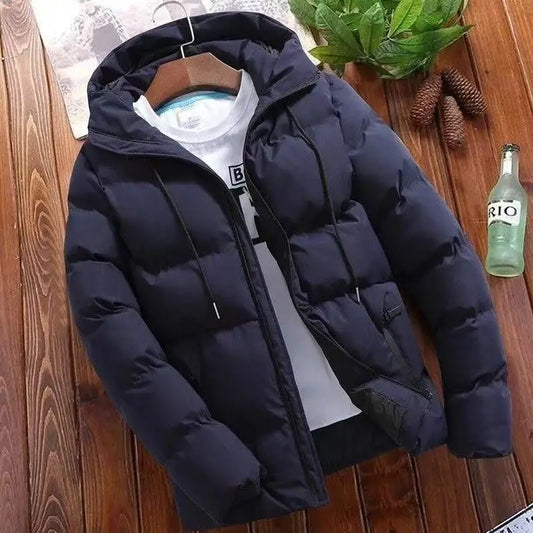Men's Winter Hooded Jacket Warm Windproof Casual Coat plus Size Cotton Padded Outerwear 6XL Loose-fit Cropped Parka for Outdoor