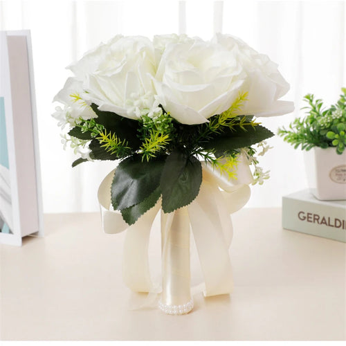 Bridal Flower Bouquet Wedding Supplies Artificial Silk Rose Peony Flower Wedding Bouquet Orchid Quality Bouquets