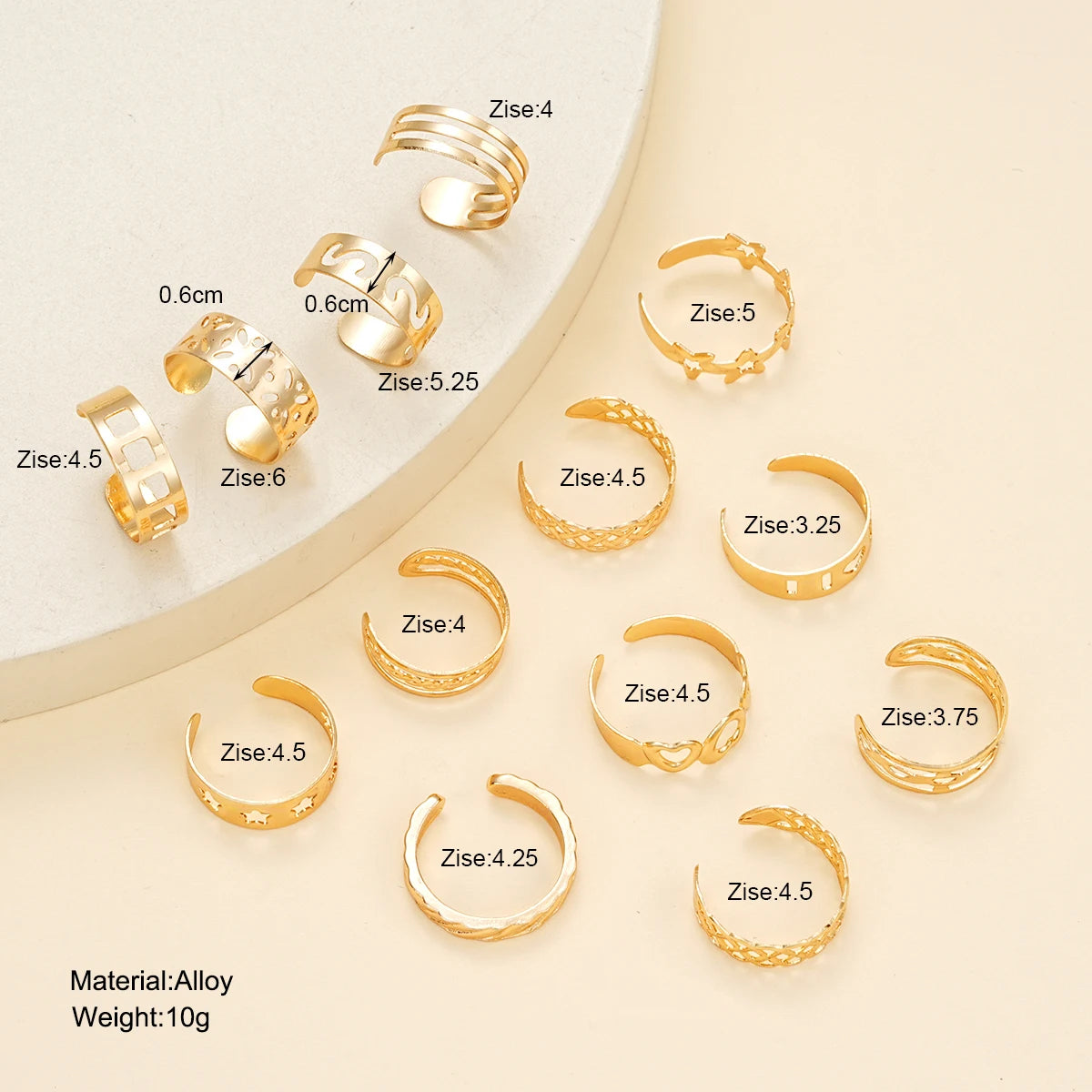 13 Pcs Fashion Hollow Heart Toe Rings Set for Women Adjustable Simple Minimal Open Toe Ring Set Summer Beach Foot Jewelry Gifts
