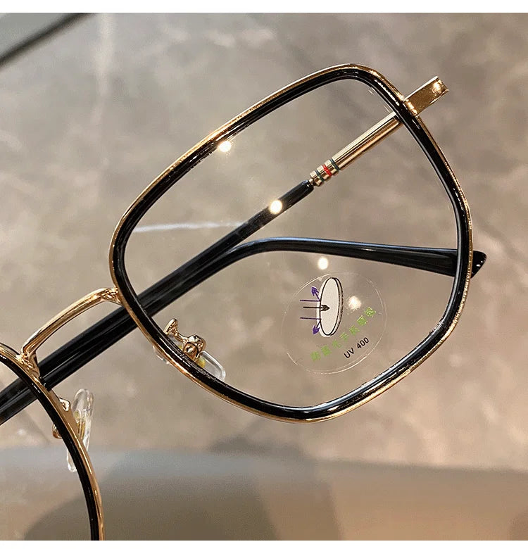 New women square polygon glasses for girl female metal frame glasses plain glasses Nearsighted Eyewear Glasses -1.0 -2.5 -2