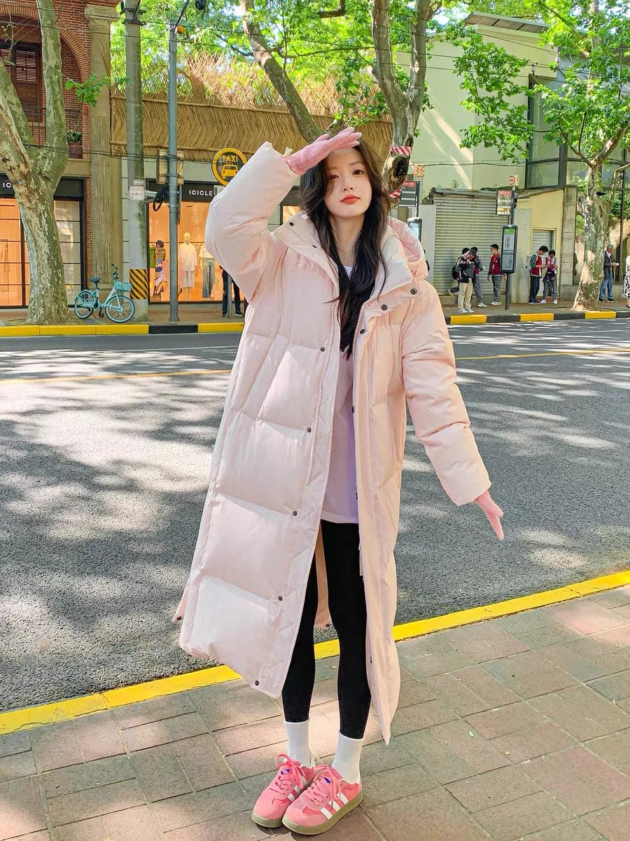 2025 Winter Women Jacket Coats Long Parkas Female Down Cotton Hooded Overcoat Thick Warm Jackets Windproof Casual Student Coat